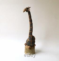 Vintage Todd Warner Giraffe Figural Dinner Bell, Studio Pottery 1976 13