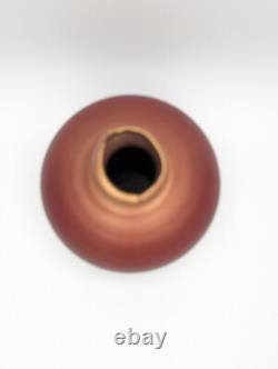 Vintage Tom Krueger 5 Iridescent Red Blue Vase Studio Art Pottery Signed 1999