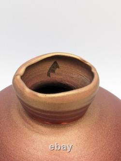 Vintage Tom Krueger 5 Iridescent Red Blue Vase Studio Art Pottery Signed 1999