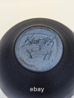 Vintage Tom Krueger 5 Iridescent Red Blue Vase Studio Art Pottery Signed 1999