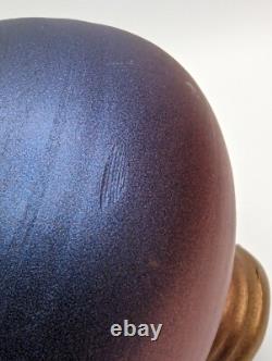 Vintage Tom Krueger 5 Iridescent Red Blue Vase Studio Art Pottery Signed 1999