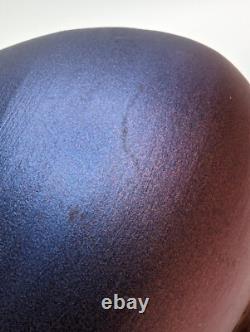 Vintage Tom Krueger 5 Iridescent Red Blue Vase Studio Art Pottery Signed 1999