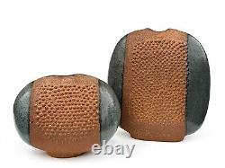 Vintage Tom McMillin 60's California Studio Pottery Vase Pair Mid Century Modern