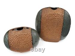 Vintage Tom McMillin 60's California Studio Pottery Vase Pair Mid Century Modern