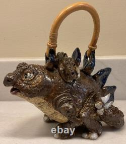 Vintage Tommy R. Clark Studio Pottery Stegosaurus Dinosaur Teapot Kentucky Art
