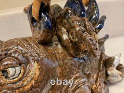 Vintage Tommy R. Clark Studio Pottery Stegosaurus Dinosaur Teapot Kentucky Art