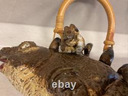 Vintage Tommy R. Clark Studio Pottery Stegosaurus Dinosaur Teapot Kentucky Art
