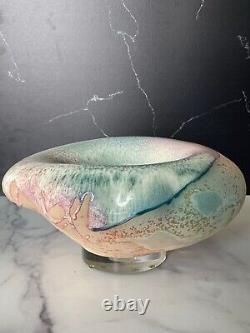 Vintage Tony Evans California Raku Studio Pottery Abstract Pastel Bowl 13