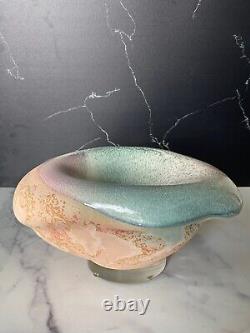 Vintage Tony Evans California Raku Studio Pottery Abstract Pastel Bowl 13