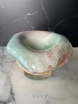 Vintage Tony Evans California Raku Studio Pottery Abstract Pastel Bowl 13