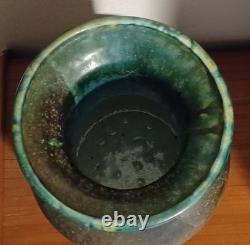 Vintage Tony Evans Pottery Raku Studio Art Large Vase Bronze Metal Collar Signed