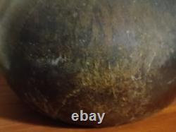 Vintage Tony Evans Pottery Raku Studio Art Large Vase Bronze Metal Collar Signed