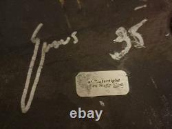 Vintage Tony Evans Pottery Raku Studio Art Large Vase Bronze Metal Collar Signed