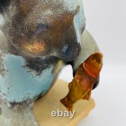 Vintage Tony Evans Raku Bear Studio Pottery Signed Numbered with Signed Base
