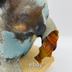 Vintage Tony Evans Raku Bear Studio Pottery Signed Numbered with Signed Base