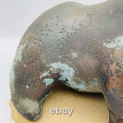 Vintage Tony Evans Raku Bear Studio Pottery Signed Numbered with Signed Base