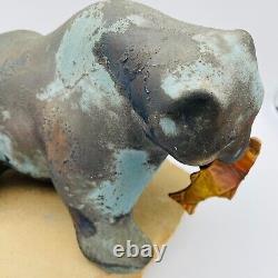 Vintage Tony Evans Raku Bear Studio Pottery Signed Numbered with Signed Base