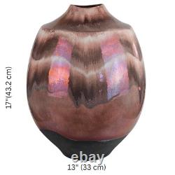 Vintage Tony Evans Raku Studio Pottery Vase Signed Copper Glaze 17 Large