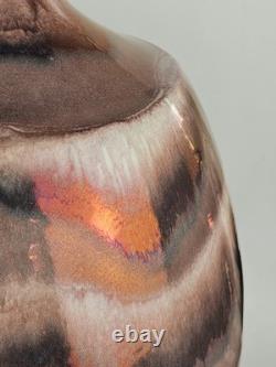 Vintage Tony Evans Raku Studio Pottery Vase Signed Copper Glaze 17 Large