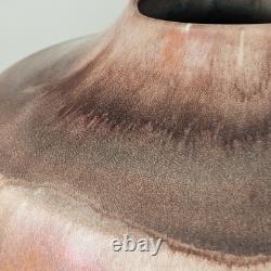 Vintage Tony Evans Raku Studio Pottery Vase Signed Copper Glaze 17 Large