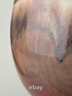 Vintage Tony Evans Raku Studio Pottery Vase Signed Copper Glaze 17 Large