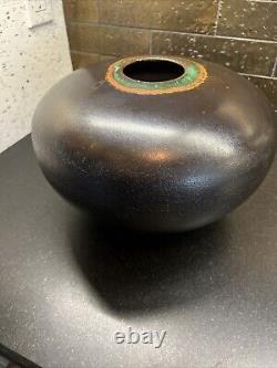 Vintage Tony Evans Signed Copper Raku Studio Iridescent Pottery Vase / Bowl