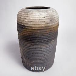 Vintage Toshiko Takaezu Style Studio Pottery Ridged Vase Large 12h