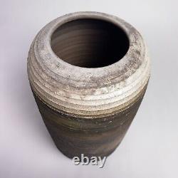 Vintage Toshiko Takaezu Style Studio Pottery Ridged Vase Large 12h