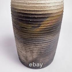Vintage Toshiko Takaezu Style Studio Pottery Ridged Vase Large 12h