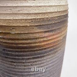 Vintage Toshiko Takaezu Style Studio Pottery Ridged Vase Large 12h