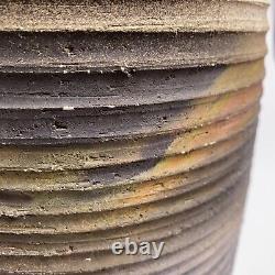 Vintage Toshiko Takaezu Style Studio Pottery Ridged Vase Large 12h