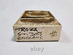 Vintage Troika Studio Pottery Chimney Vase St Ives Signed SV Sylvia Vallence
