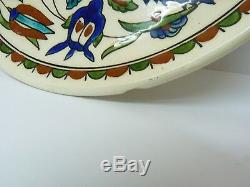 Vintage Turkish Kütahya Studio Pottery Hand-Painted Plate, Marked, D 21.3 cm