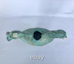 Vintage Turquoise Double Headed Dragon Studio Pottery Vase READ Signed B Lewis