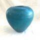 Vintage Turquoise/Teal Raku Studio Art Pottery Vase/Pot, Signed Les Mitchell