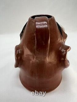 Vintage Ugly Face Jug Voodoo Folk Art Pottery Devil Handle Vase Teeth Eyes OOAK