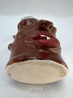 Vintage Ugly Face Jug Voodoo Folk Art Pottery Devil Handle Vase Teeth Eyes OOAK
