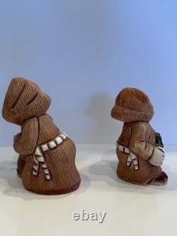 Vintage Uruguay studio pottery figurine With A Kneeling Monk In Prayer & Wine