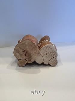 Vintage Uruguay studio pottery figurine With A Kneeling Monk In Prayer & Wine