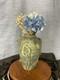 Vintage Vase Calla Lilies Raised Relief Green With Gold Accents Studio Pottery
