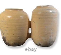 Vintage Vases Artist Signed Art Studio Asymmetrical Ceramic Double Vessels