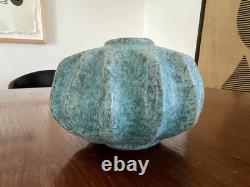 Vintage Victoria Littlejohn Rare Speckled Blue Ceramic Studio Pottery Pumpkin