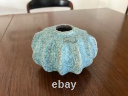 Vintage Victoria Littlejohn Rare Speckled Blue Ceramic Studio Pottery Pumpkin