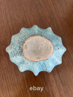 Vintage Victoria Littlejohn Rare Speckled Blue Ceramic Studio Pottery Pumpkin