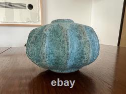 Vintage Victoria Littlejohn Rare Speckled Blue Ceramic Studio Pottery Pumpkin