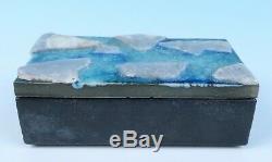 Vintage WAYLANDE GREGORY Mid-Century Modern ICE BLUE Signed Studio Pottery Box
