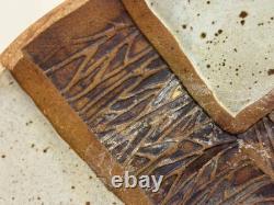 Vintage Walker Studio Pottery Ceramic Bowl Geometric Carved Earth Tone Glaze 10