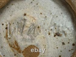 Vintage Walker Studio Pottery Ceramic Bowl Geometric Carved Earth Tone Glaze 10