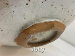 Vintage Walker Studio Pottery Ceramic Bowl Geometric Carved Earth Tone Glaze 10