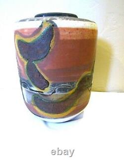 Vintage Walter Dexter Original Stoneware Studio Pottery Vase-L-9 x 6.5-Signed